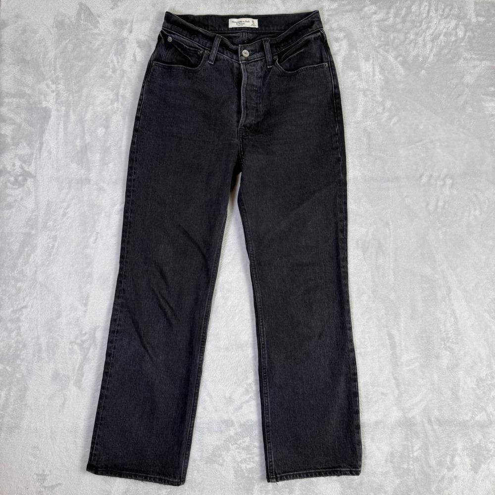 Abercrombie & Fitch The 90s Baggy Jeans Womens 25/0S Black Low Rise Straight